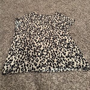 Halogen Black and Cream Leopard Print Short Sleeve Top